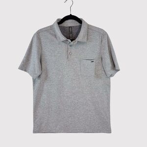 Vuori Men Polo Shirt Gray Ace Performance Pique Slim Fit Short Sleeve Golf Small